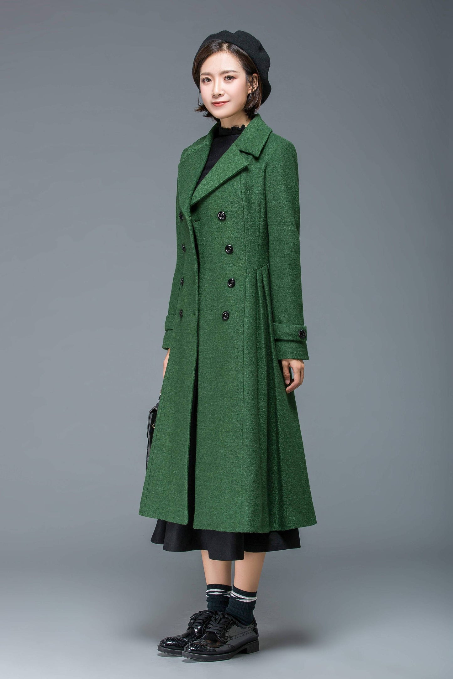 Wool coat, long coat, winter coat, womens coat, winter coat women, princess coat, classic coat, green coat, double breasted coat C1171