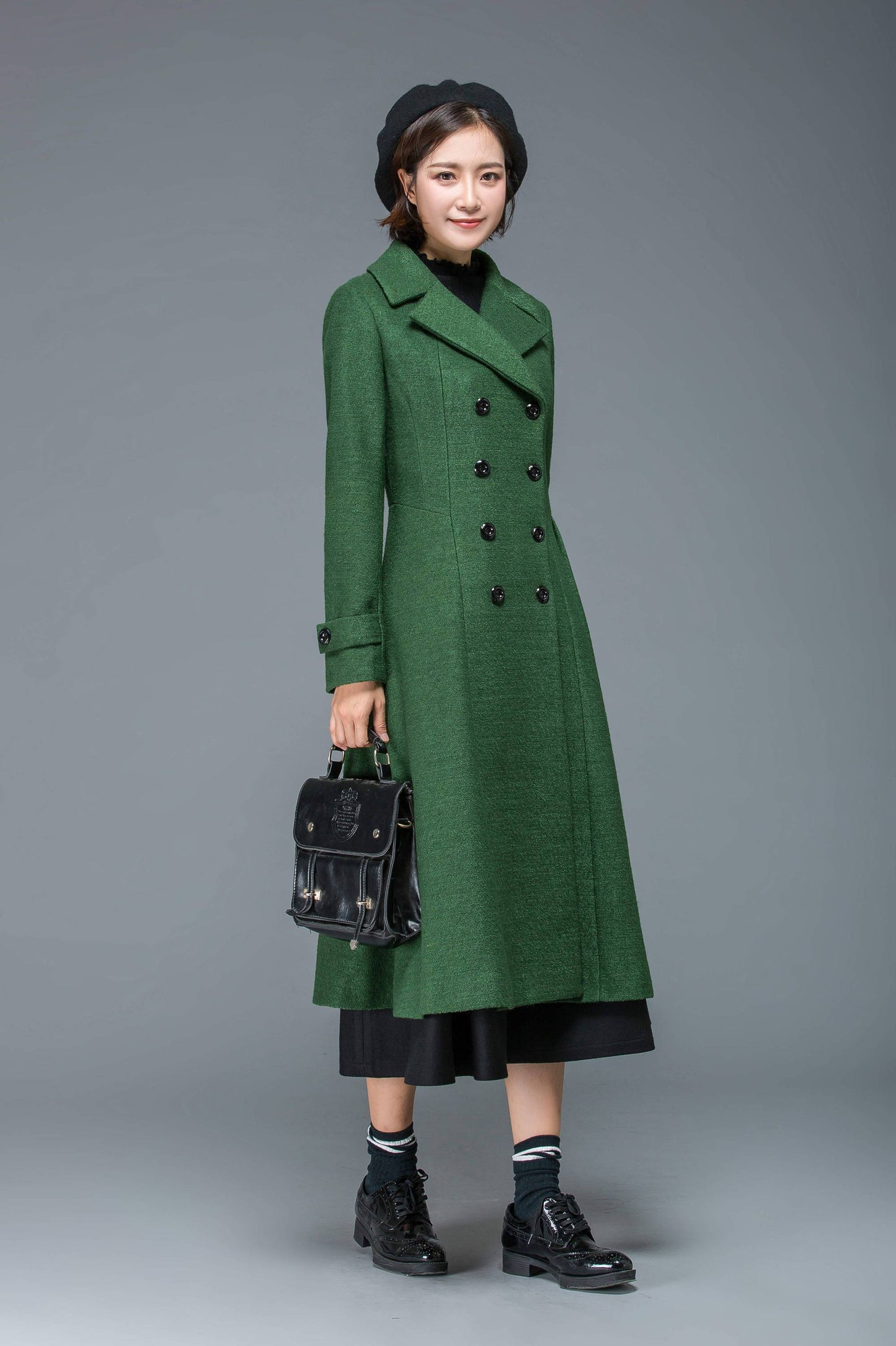 Wool coat, long coat, winter coat, womens coat, winter coat women, princess coat, classic coat, green coat, double breasted coat C1171