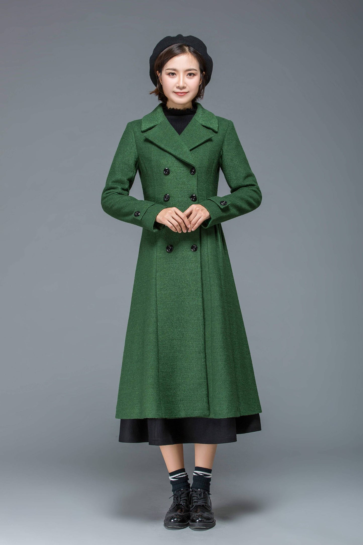 Wool coat, long coat, winter coat, womens coat, winter coat women, princess coat, classic coat, green coat, double breasted coat C1171