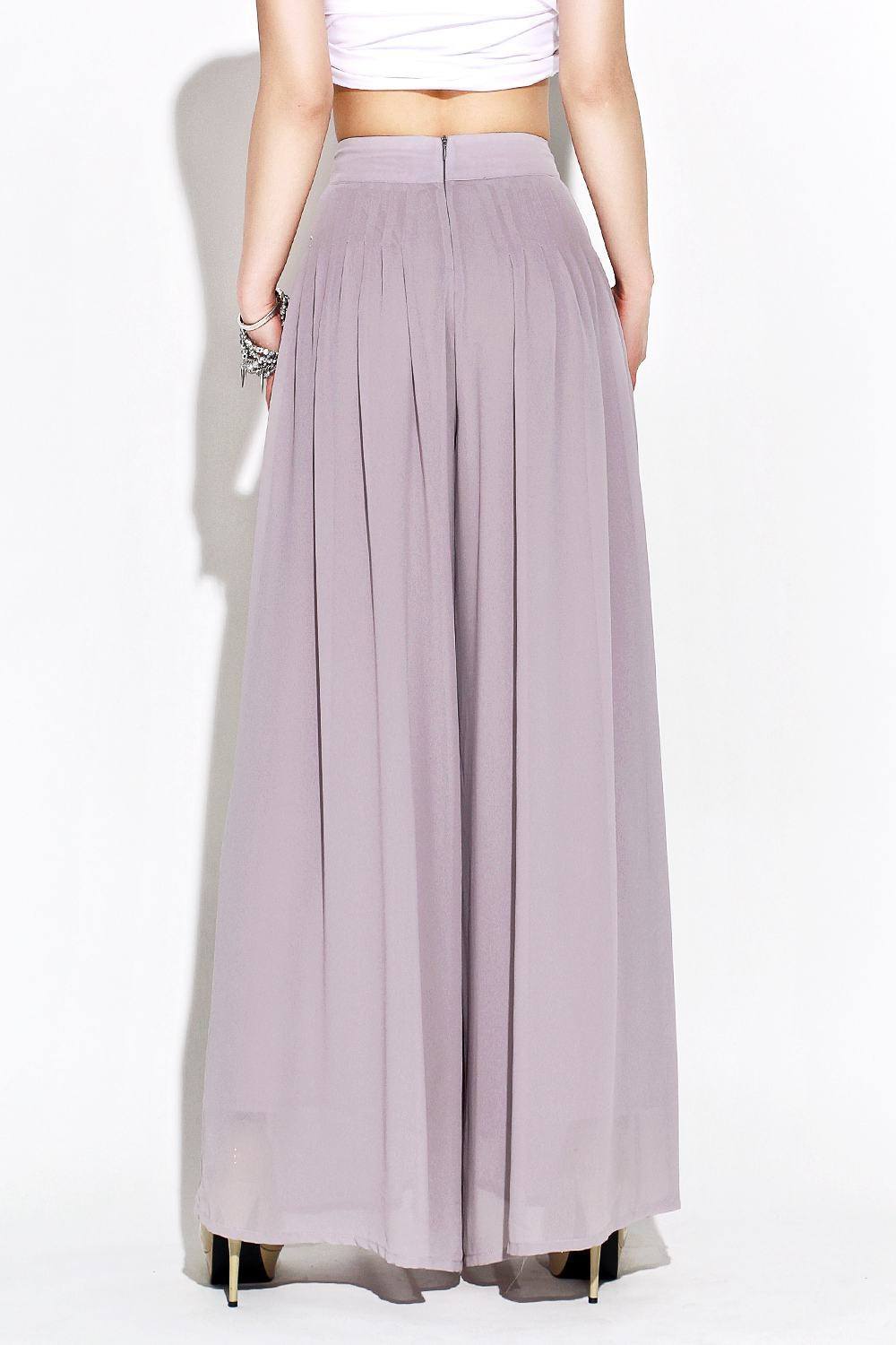 Gray Chiffon Palazzo Pants C114