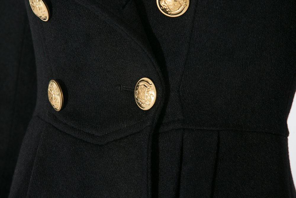 Black vintage inspired wool military coat C664