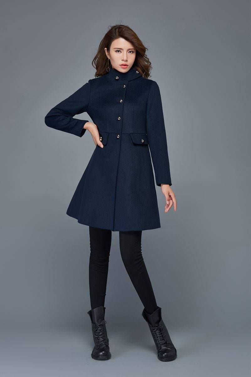 Wool coat, womens coats, winter coat, coats, jacket, blue jacket, midi coat, navy wool coat, vintage jacket, military coat C972