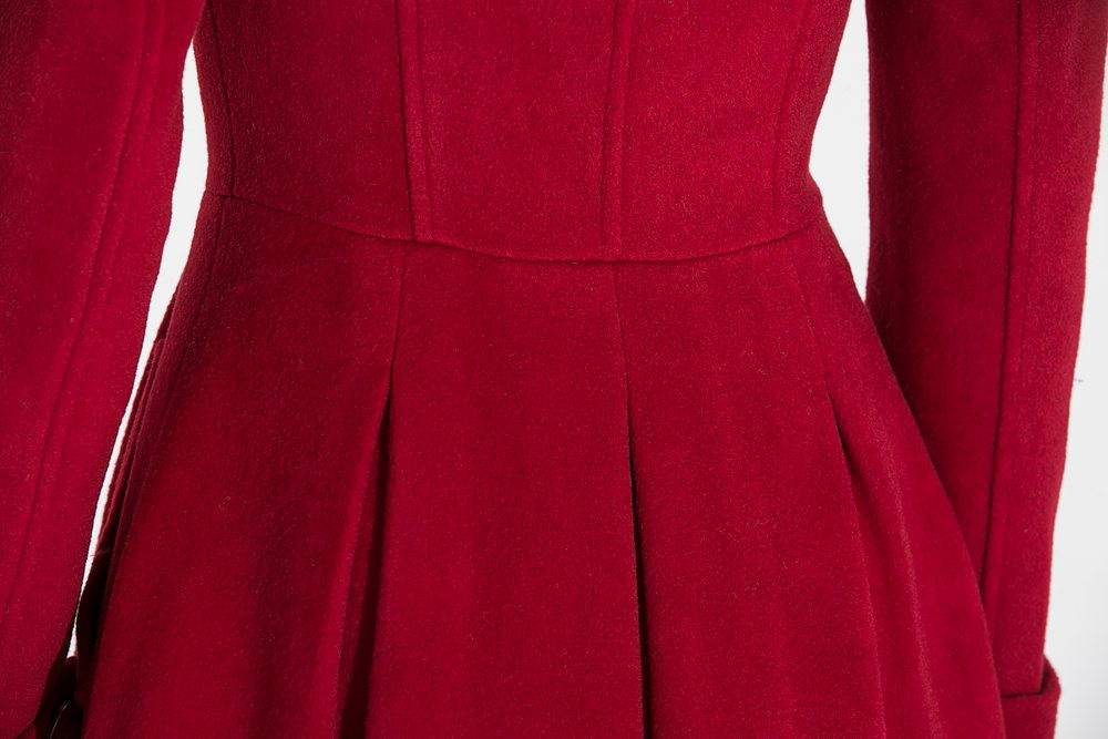 Red Wool Coat , Hooded wool Coat, wool coat, womens coats, Asymmetrical Hem Coat, red hooded coat, long red coat, Military Coat C680