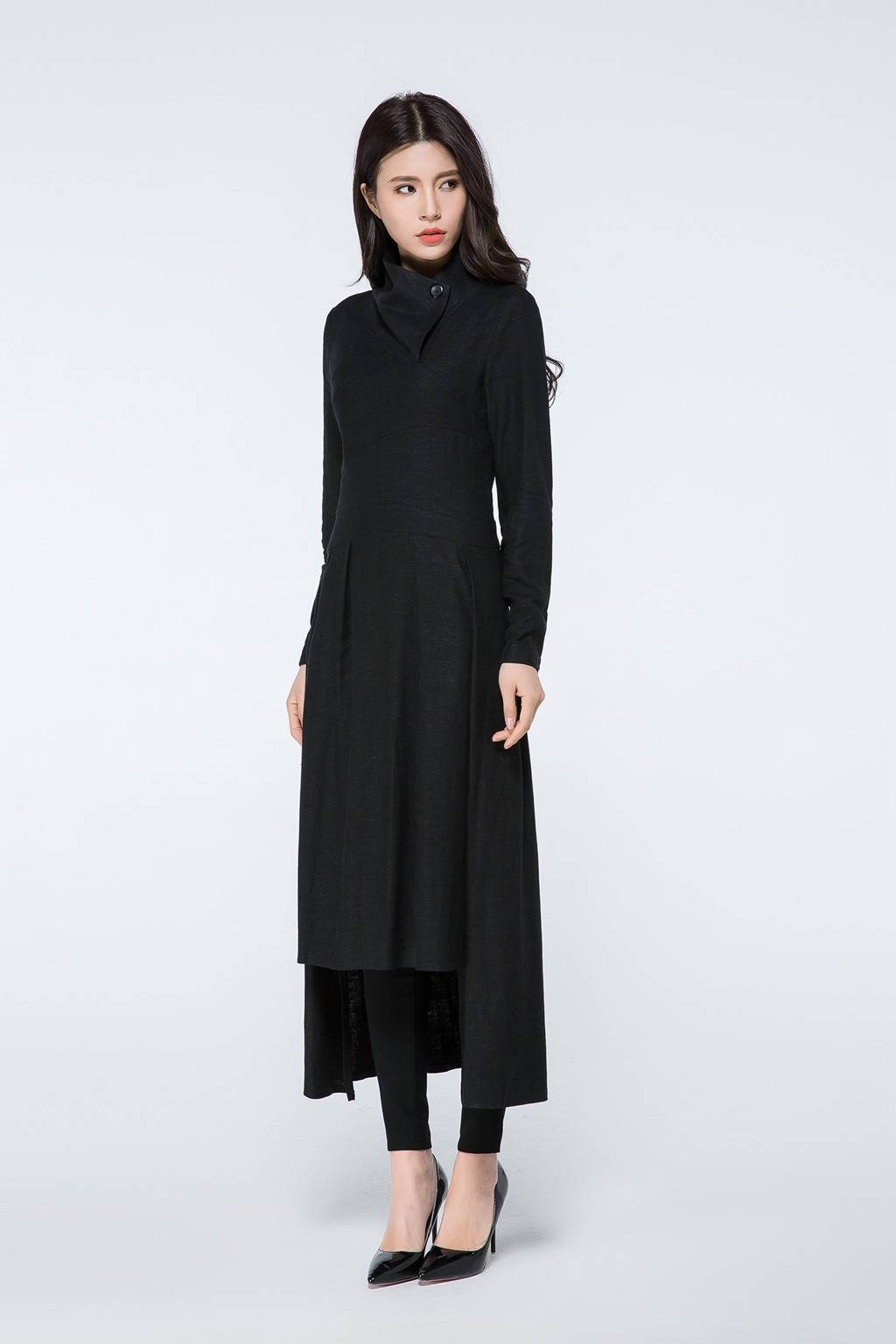 Linen dress, maxi dress, black dress, womens dresses, linen dress woman, black linen dress, long linen dress, linen dress maxi C1076