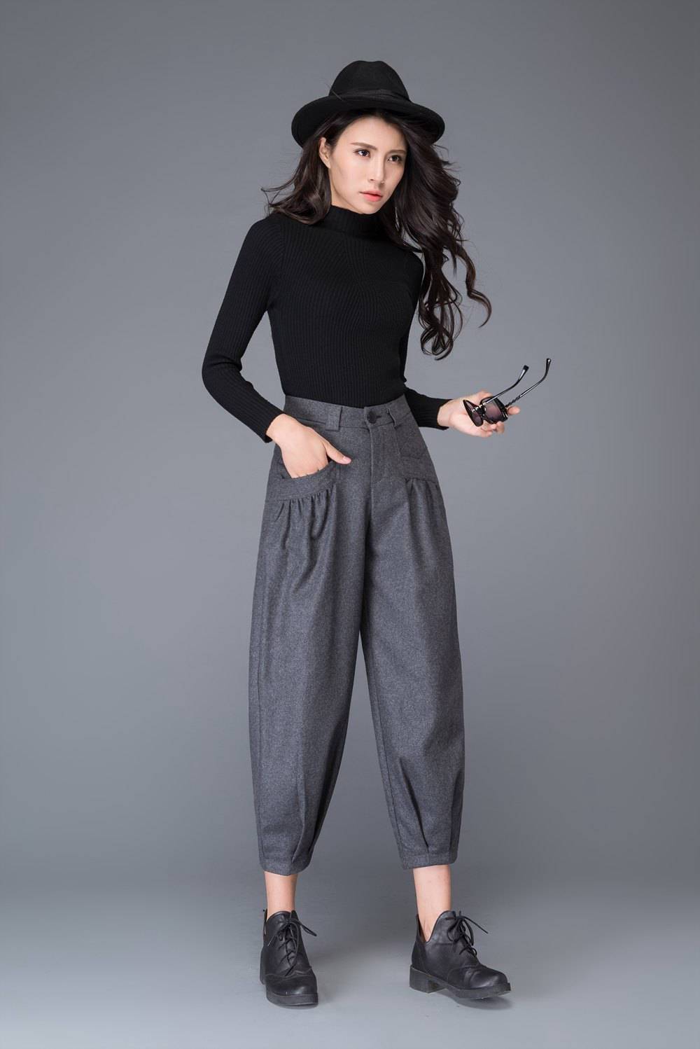 womens's long wool pants C999#