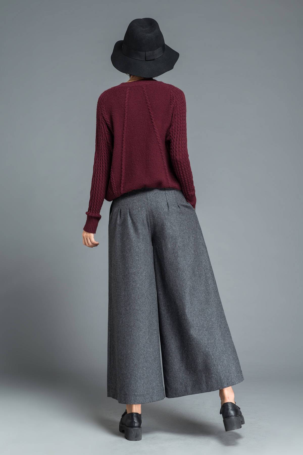 Wool Wide leg pants C1207