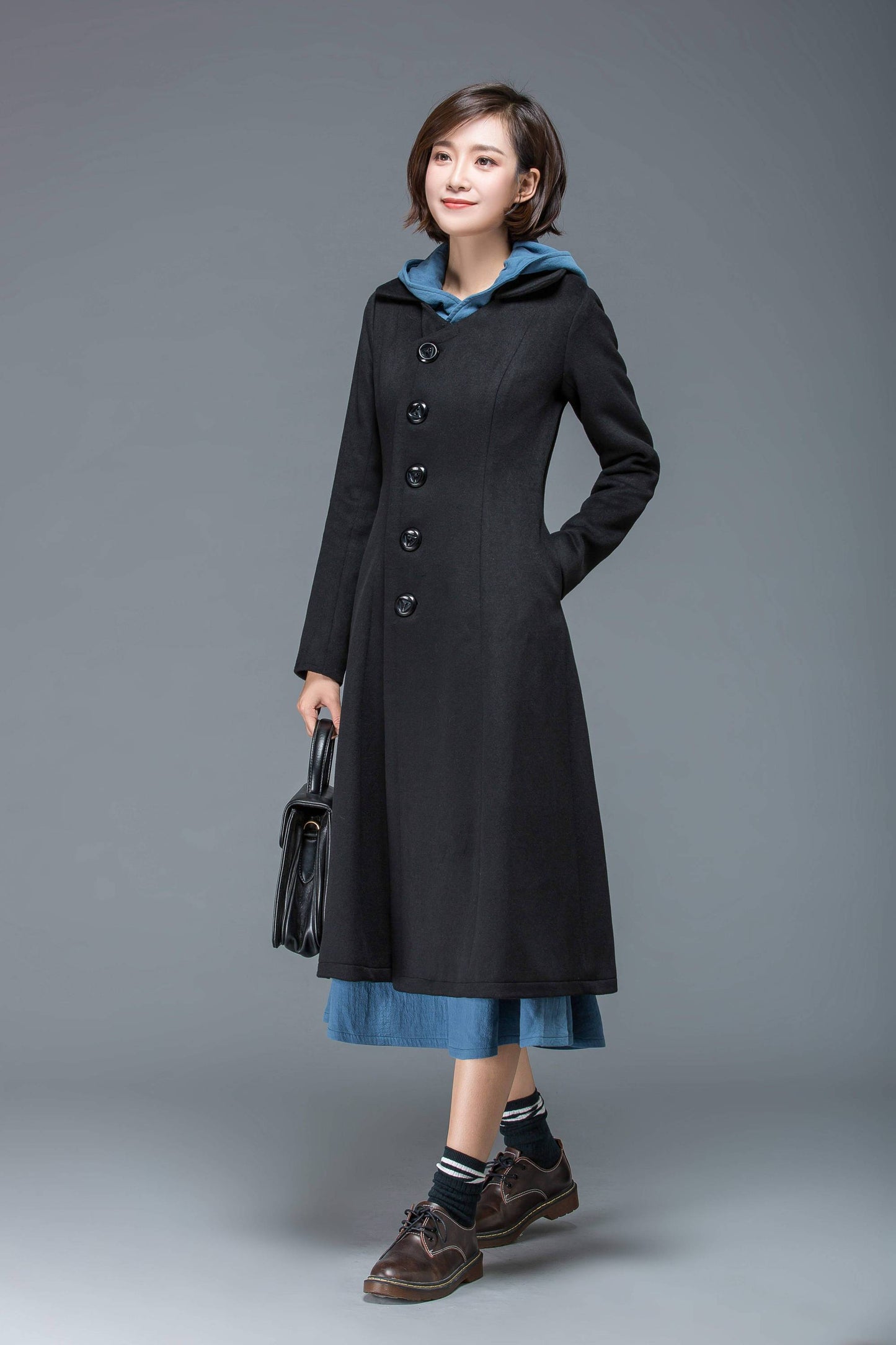 Black coat, wool coat, warm coat, long coat, winter coat, long coat, midi coat, womens coat, ladies coats, classic coat, custom C1167