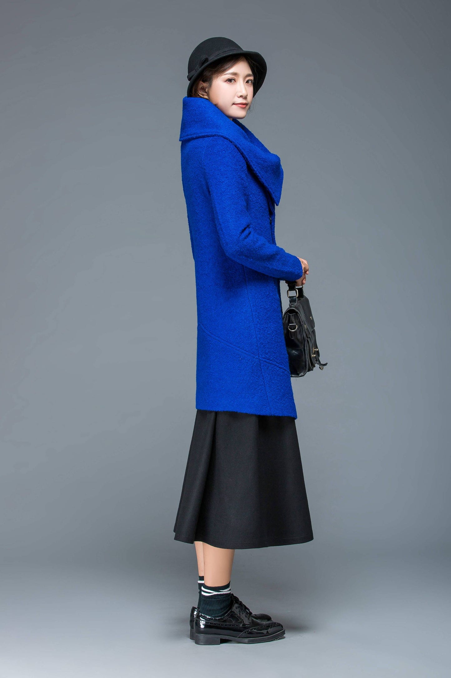 womens jacket, wool coat, bule jacket, winter warm coat, womens coats, coat, asymmetrical coat, loose jacket, warm jacket, C1172