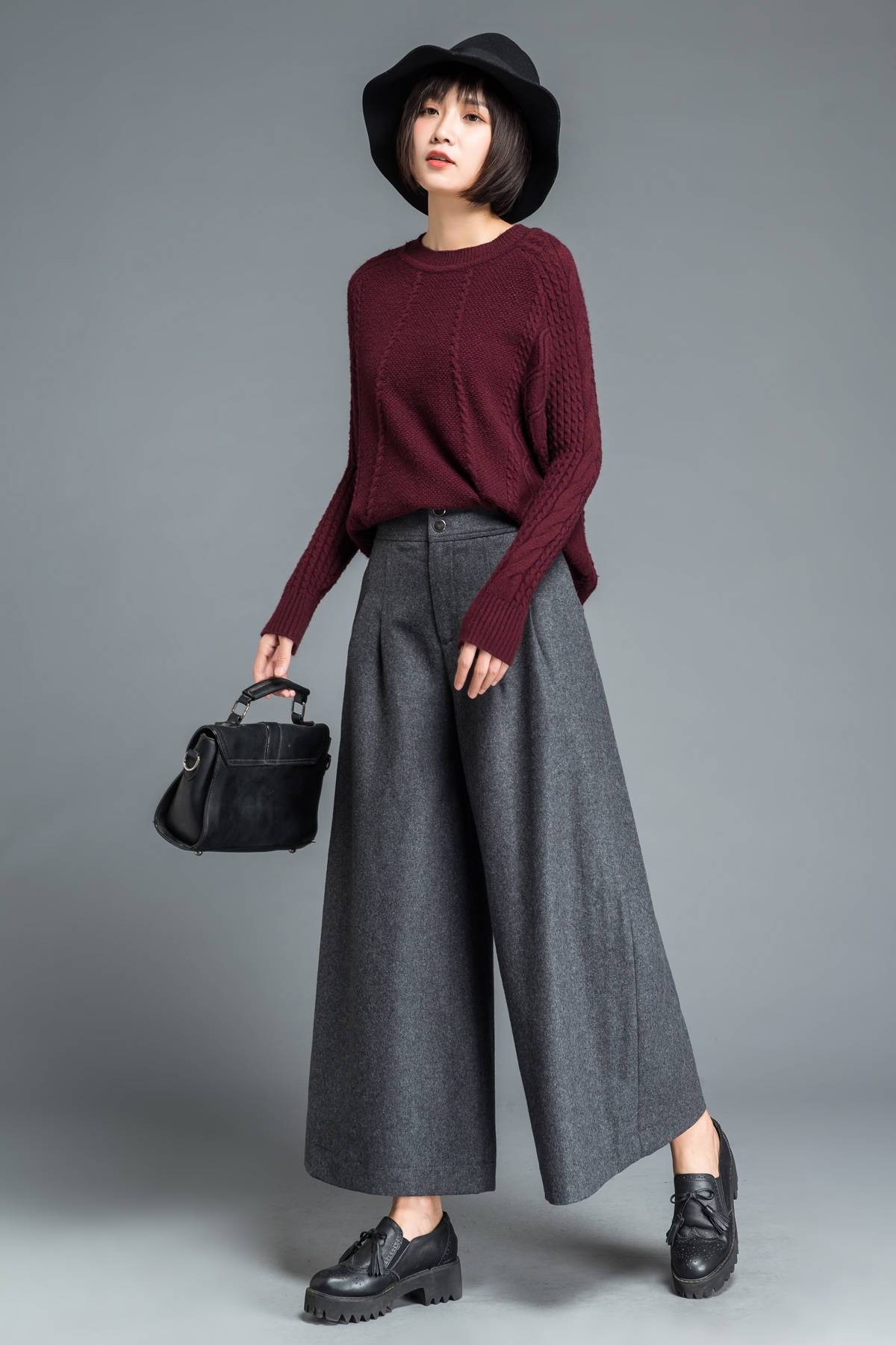 Wool Wide leg pants C1207