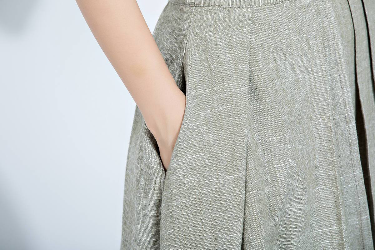 Linen Skirt, Pleated Skirt, Midi Skirt, Loose Skirt, Summer Skirt, Long Skirt, Womens Skirt, layered skirt, high waist skirt, handmade C1136