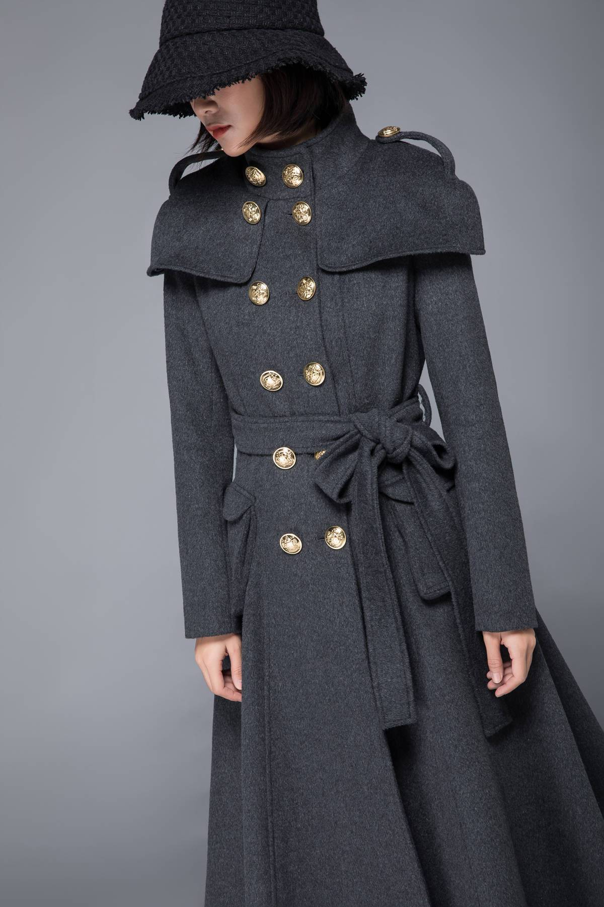 Gray coat, womens coat, wool coat, winter coat, long coat, gray wool coat, womens wool coat, double breasted coat, coat with pockets C1220