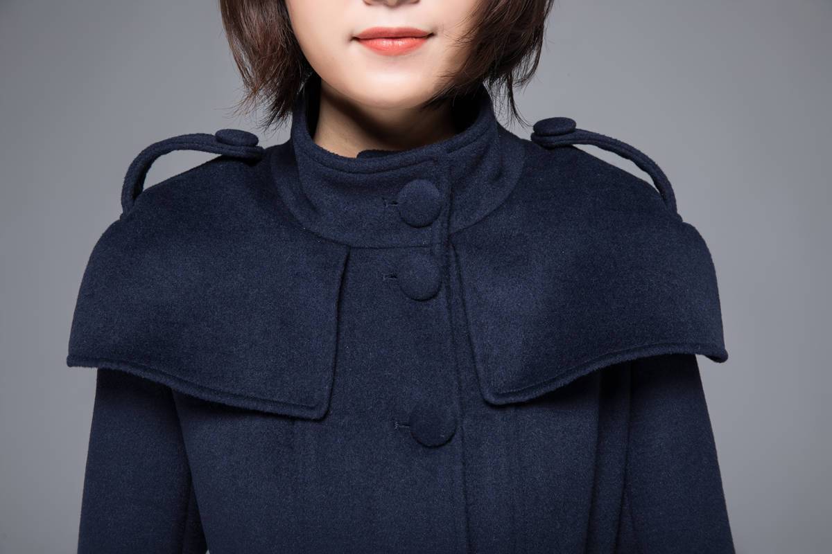 long trench coat, wool coat, midi coat, womens coat, winter coat, Asymmetrical coat, swing coat, long wool coat, vintage long coat c1221