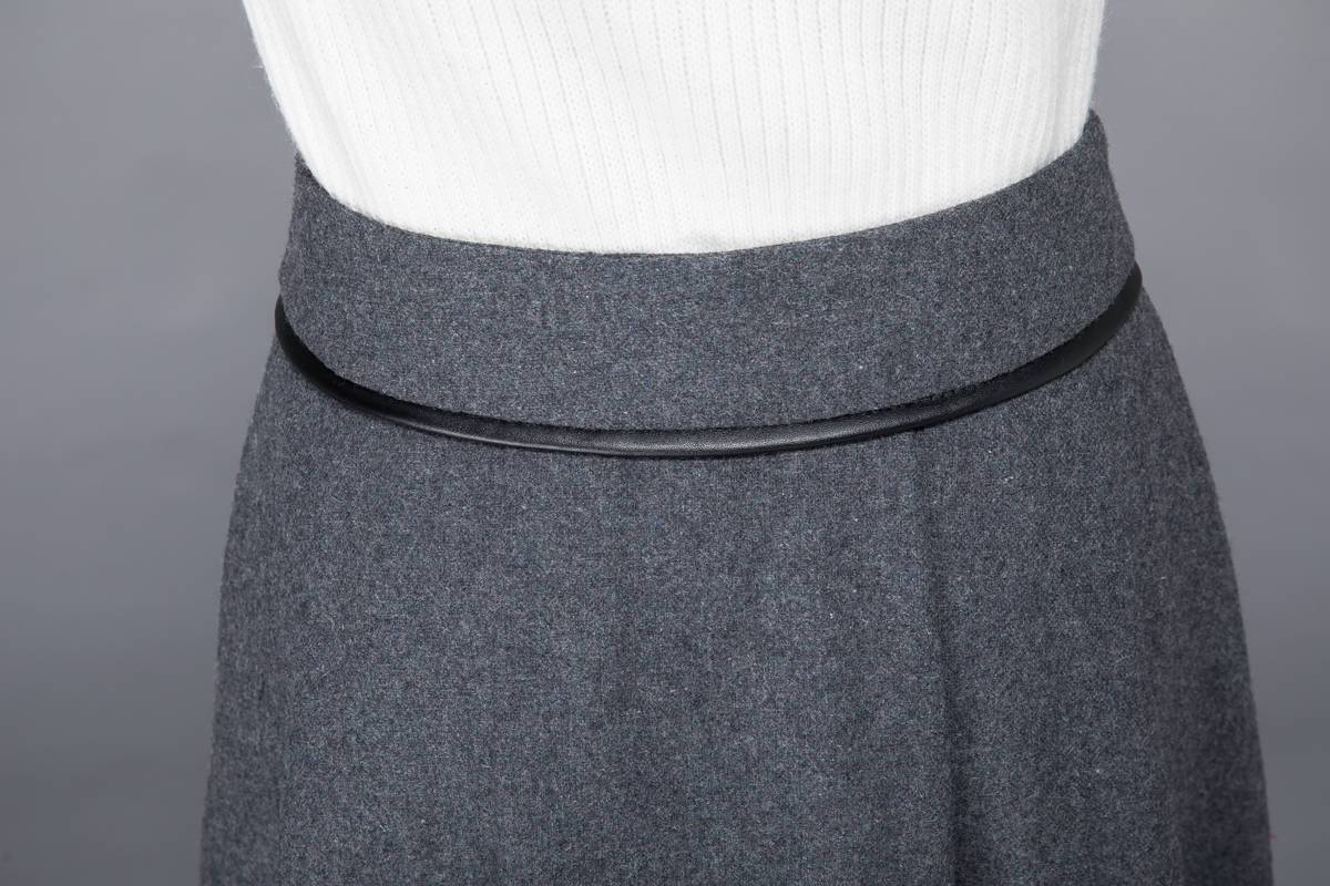 wool skirt, gray skirt, womens skirt, wool pleated skirt, wool wrap skirt, winter skirt, gray wool skirt, pockets skirt, long skirt c1223
