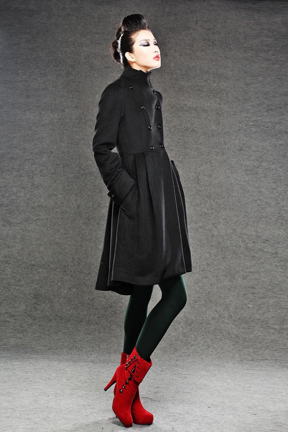 Asymmetrical Military wool Coat jacket C788