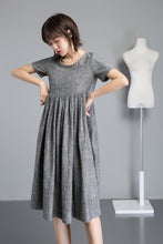 Load image into Gallery viewer, short sleeve linen midi dress C1254#
