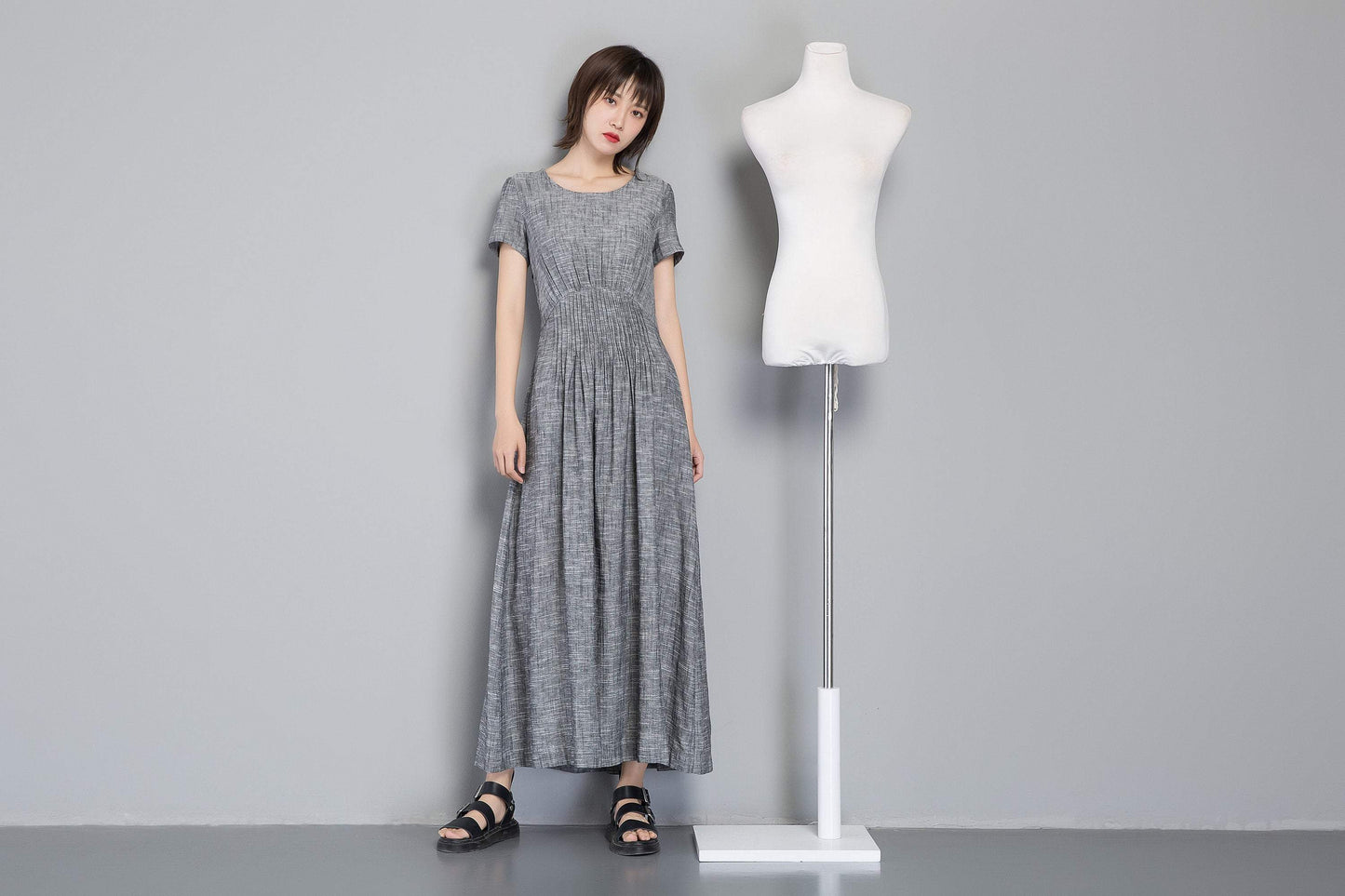 Short sleeve maxi dress C1255#