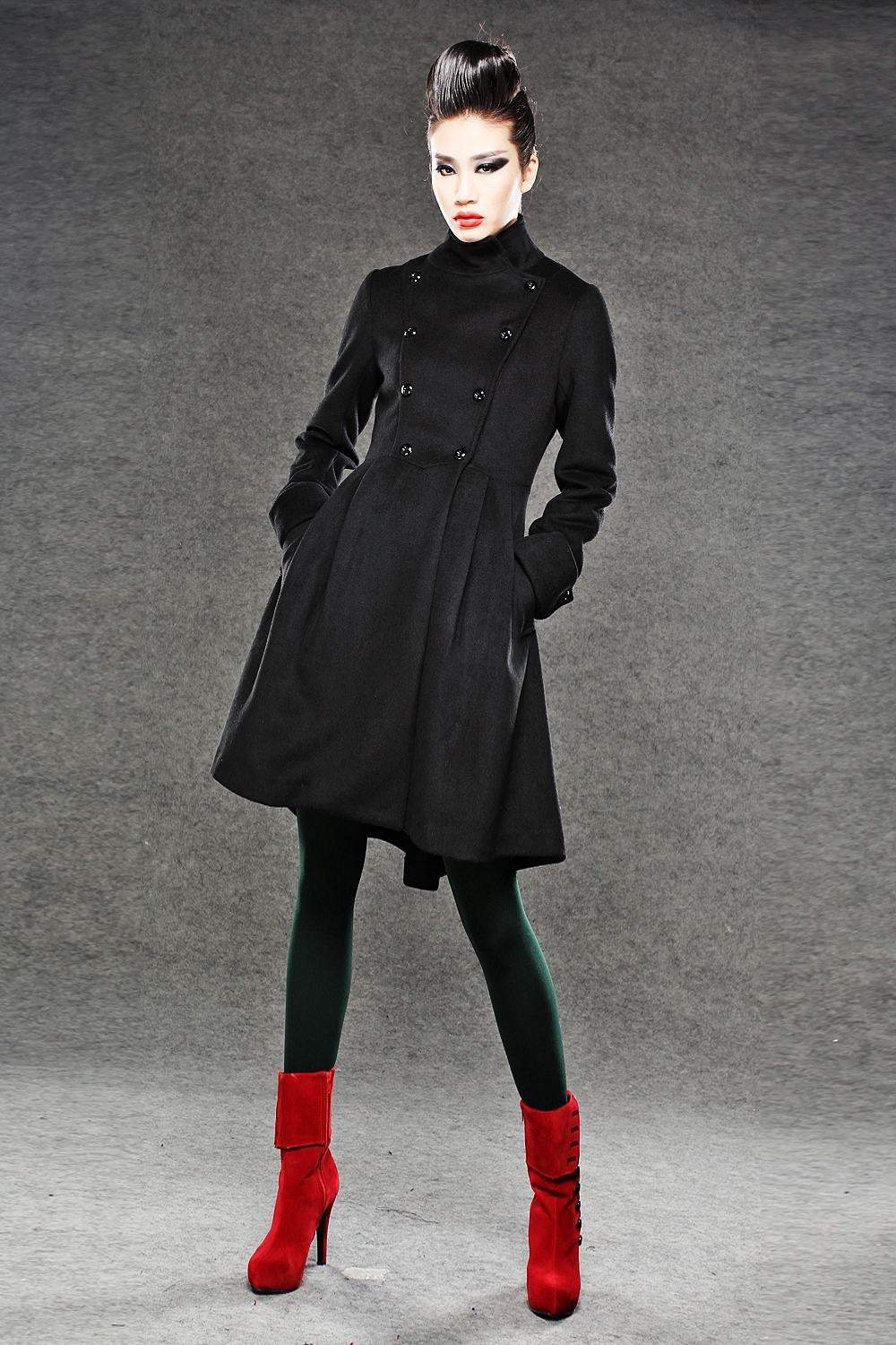 Asymmetrical Military wool Coat jacket C788