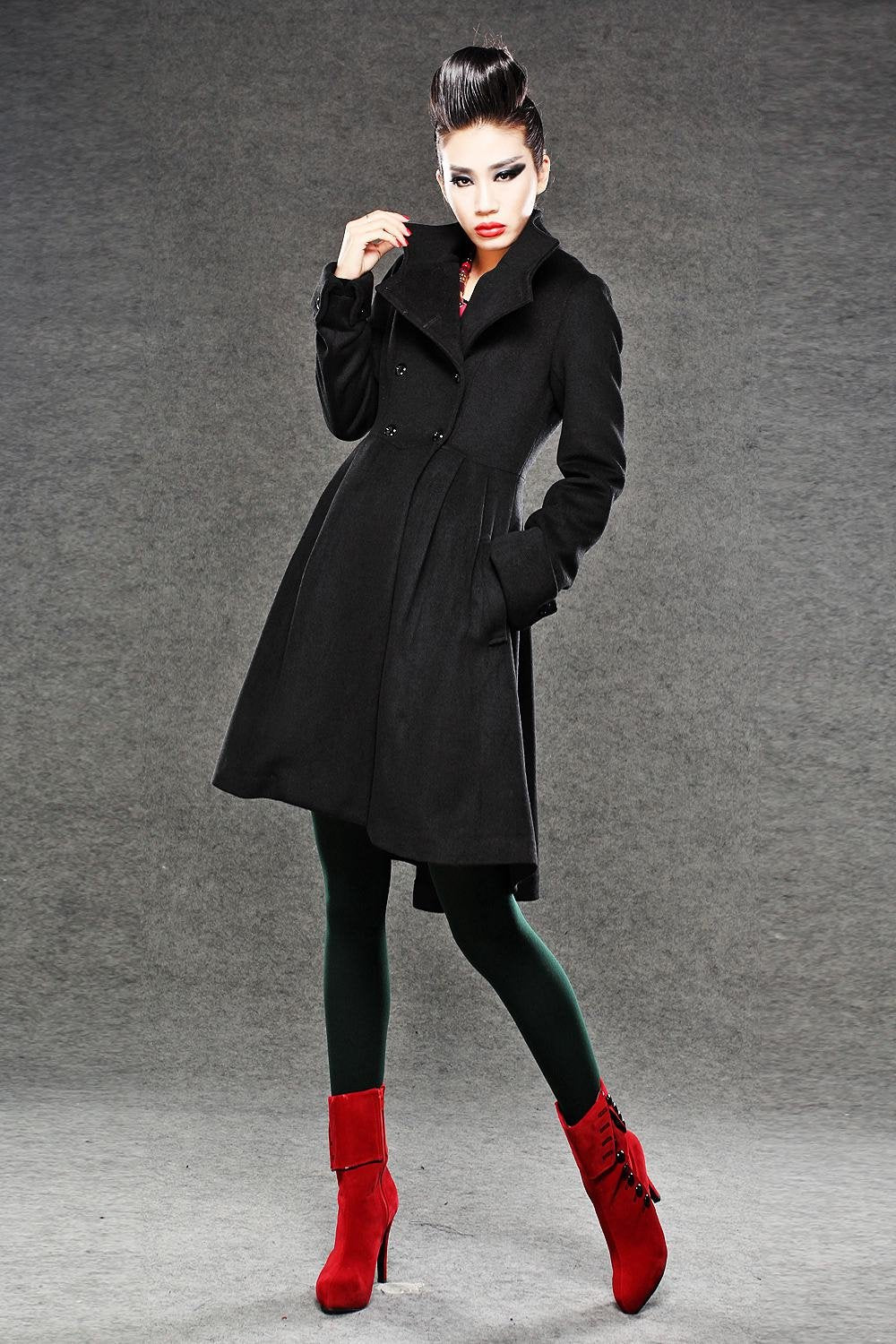 Asymmetrical Military wool Coat jacket C788