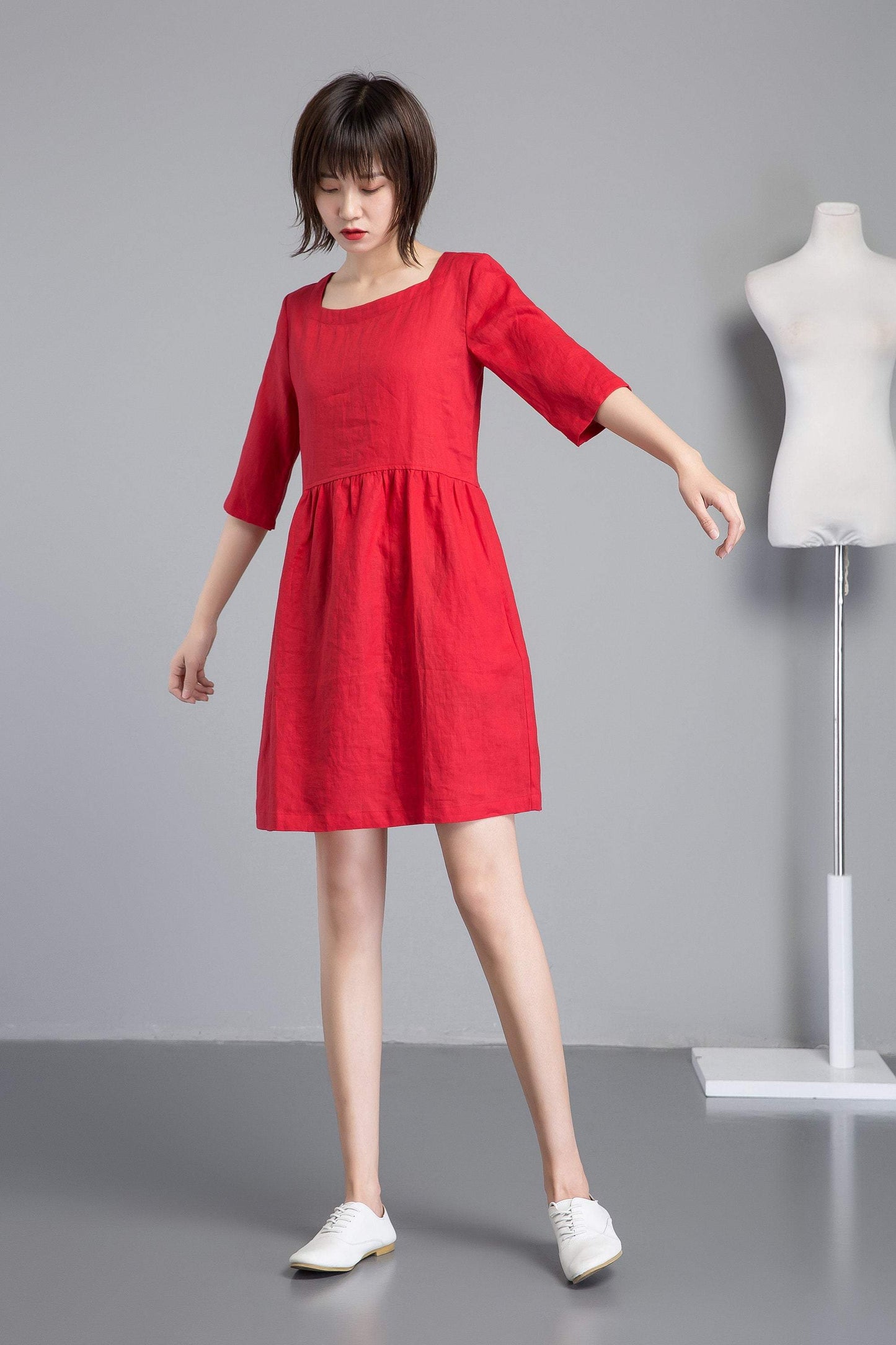 Shift Linen simple Loose dress C4804