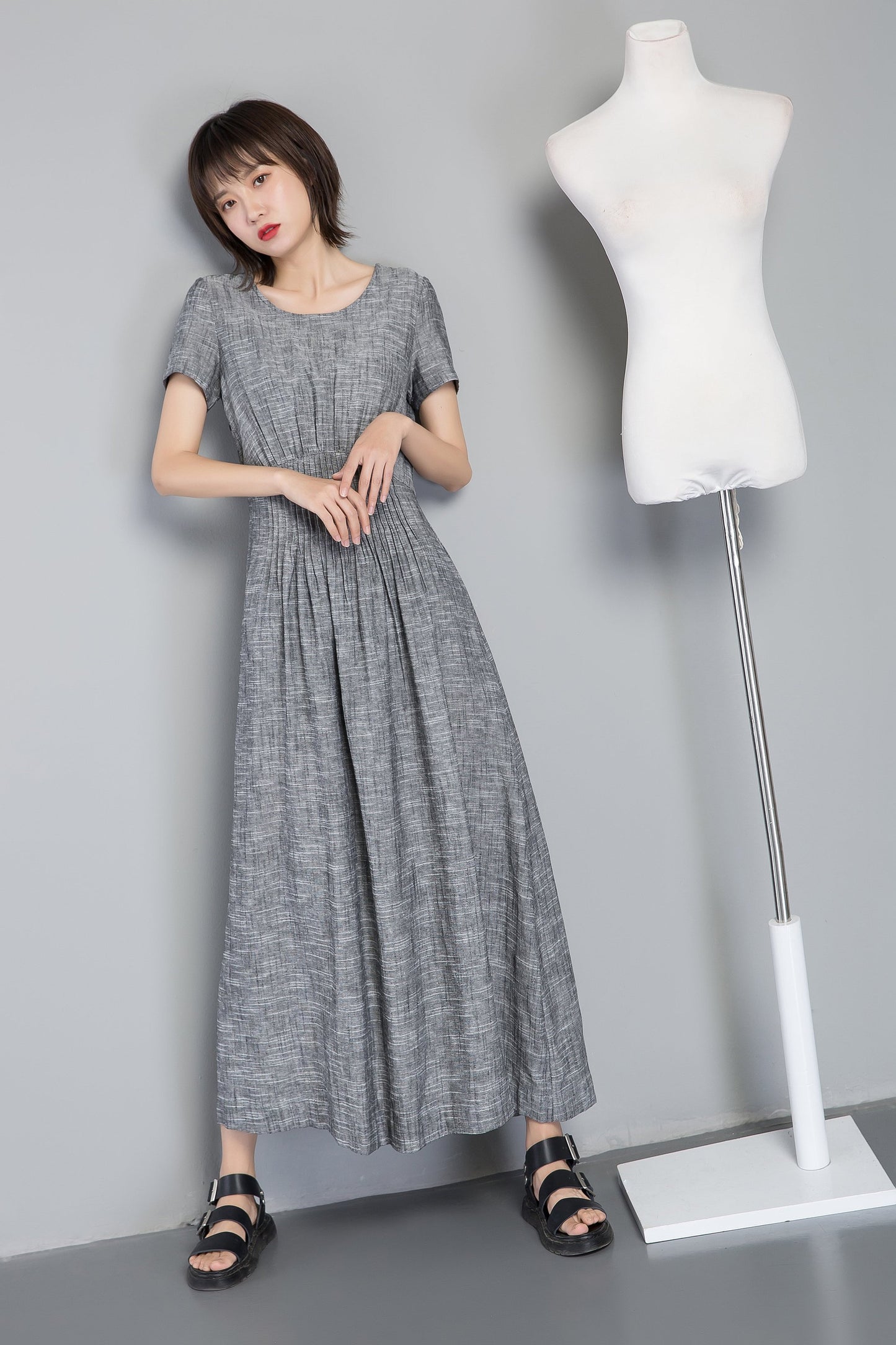 Short sleeve maxi dress C1255#