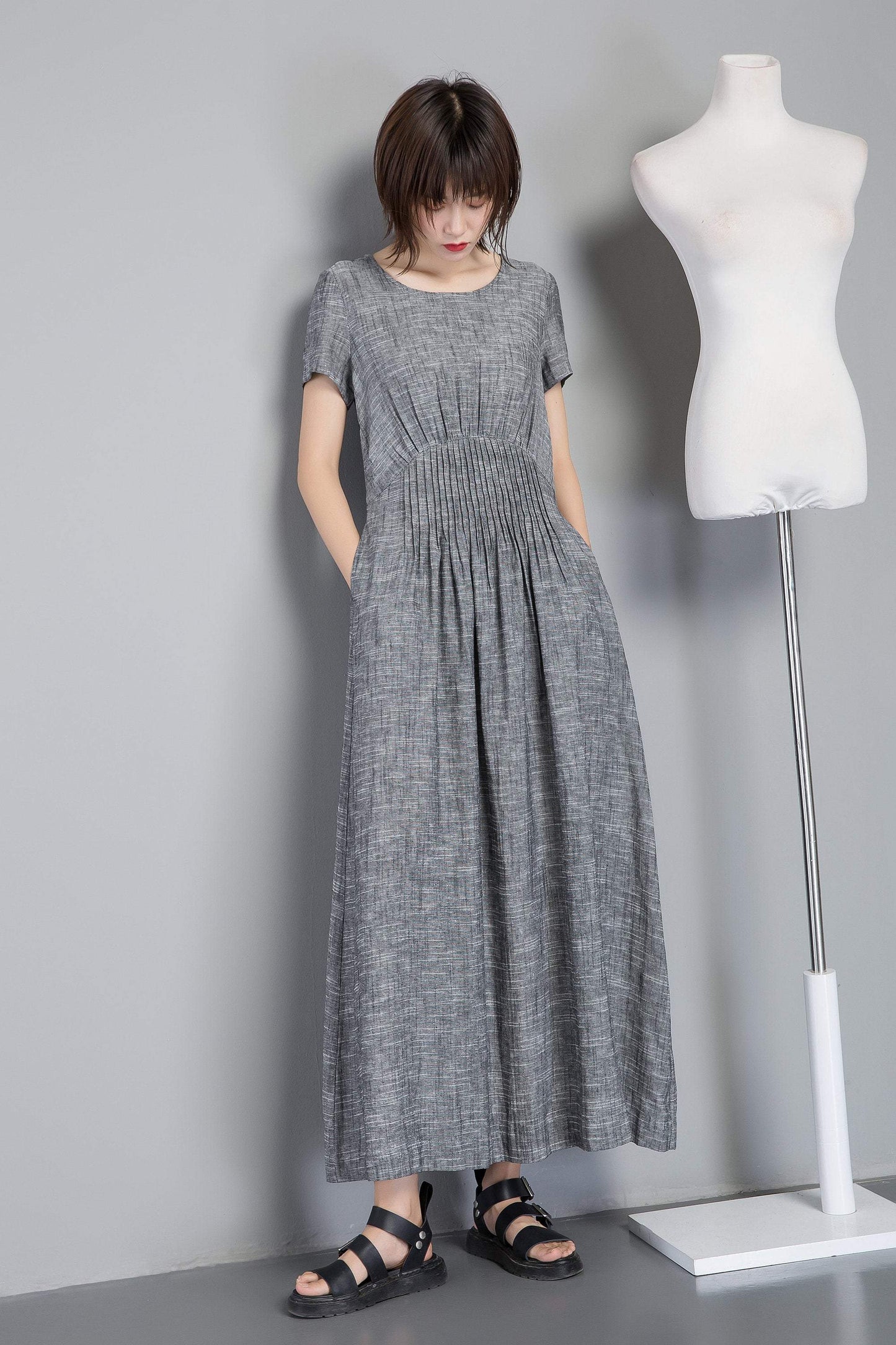 Short sleeve maxi dress C1255#