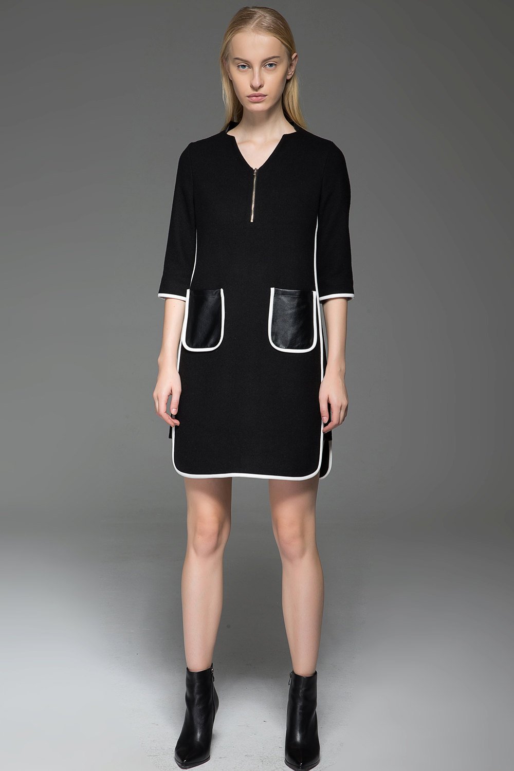 Chanel Style Dress - Black Wool Mini Dress C778