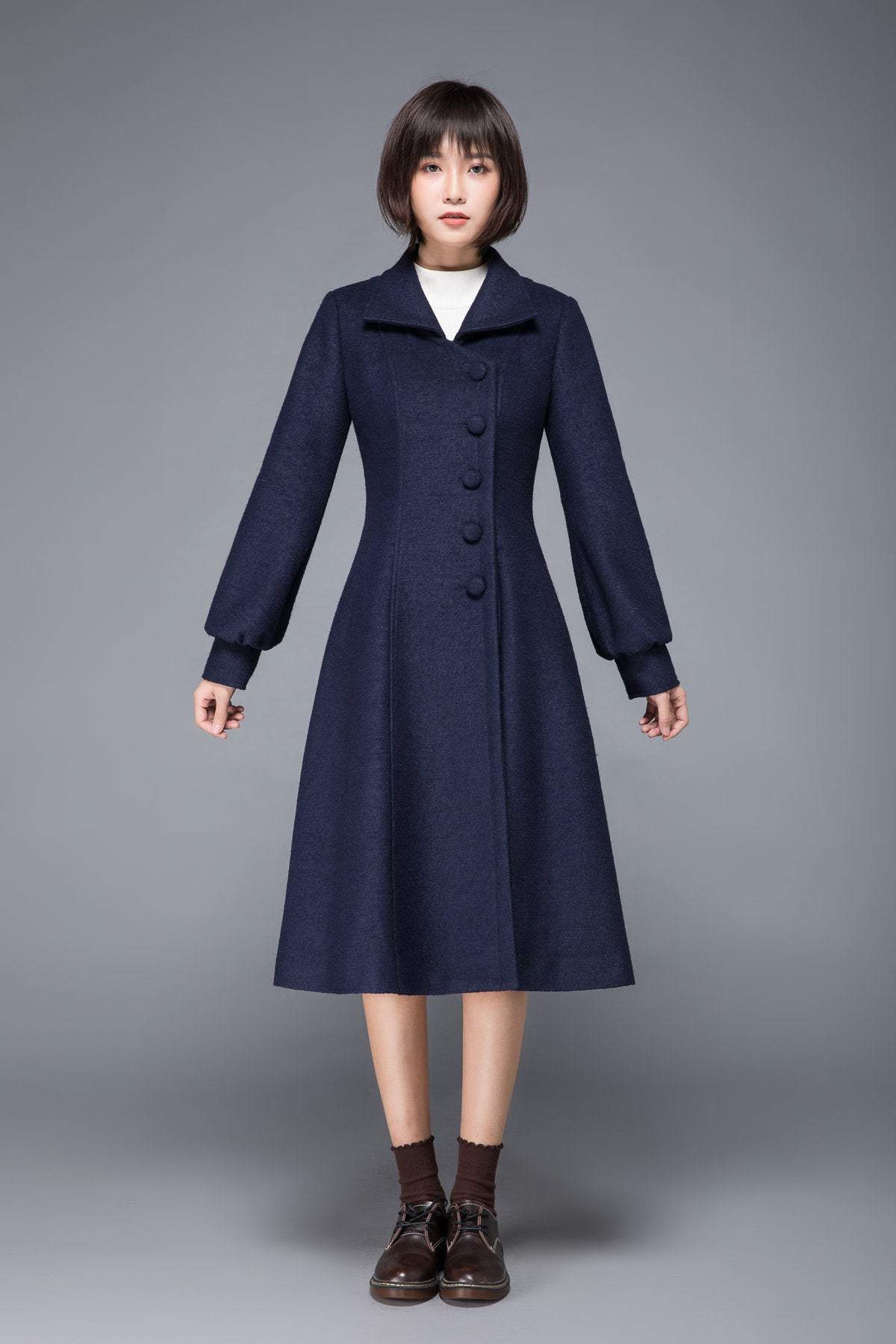 Blue coat, wool coat, winter coat, womens coat, blue wool coat, wool winter coat, womens wool coat, Coat with pocket, blue winter coat C1229