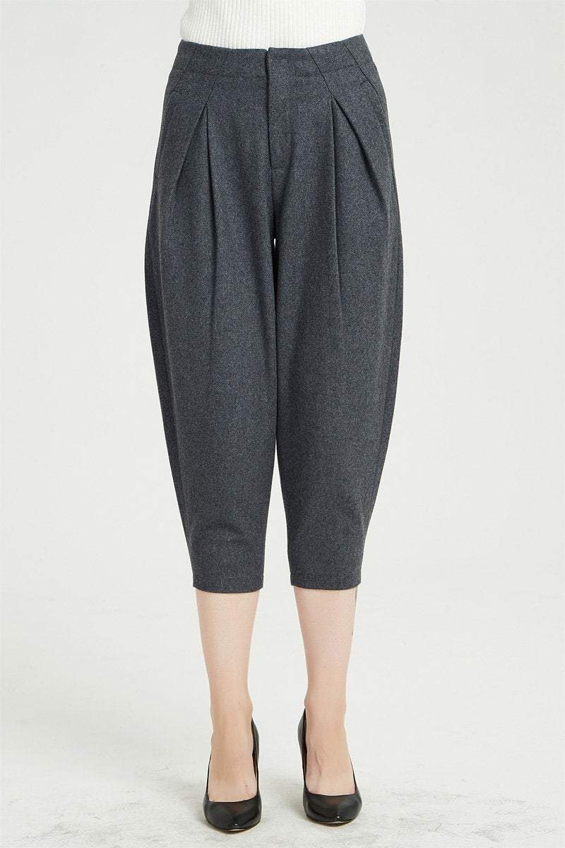 gray wool pants, womens pants, warm pants, pleated pants, winter pants, wool pants, casual pants, womens wool pants, winter wool pants C1359