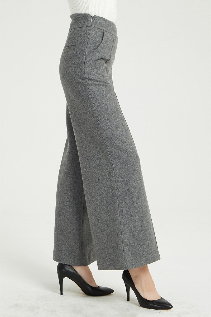 gray wool coat, womens pants, wide leg pants, wool causal pants, long pants, warm winter pants, palazzo pants, womens wool pants C1363