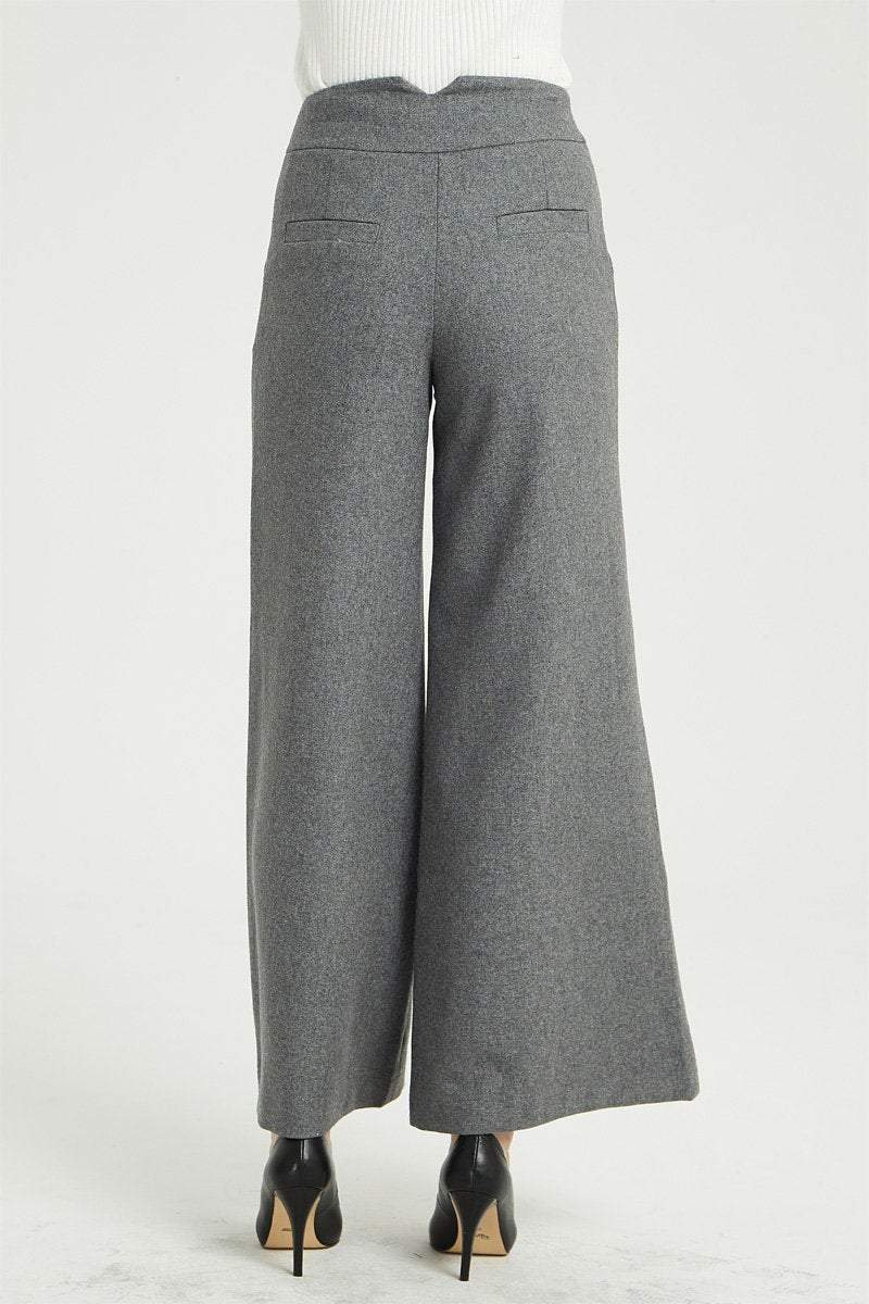 gray wool coat, womens pants, wide leg pants, wool causal pants, long pants, warm winter pants, palazzo pants, womens wool pants C1363