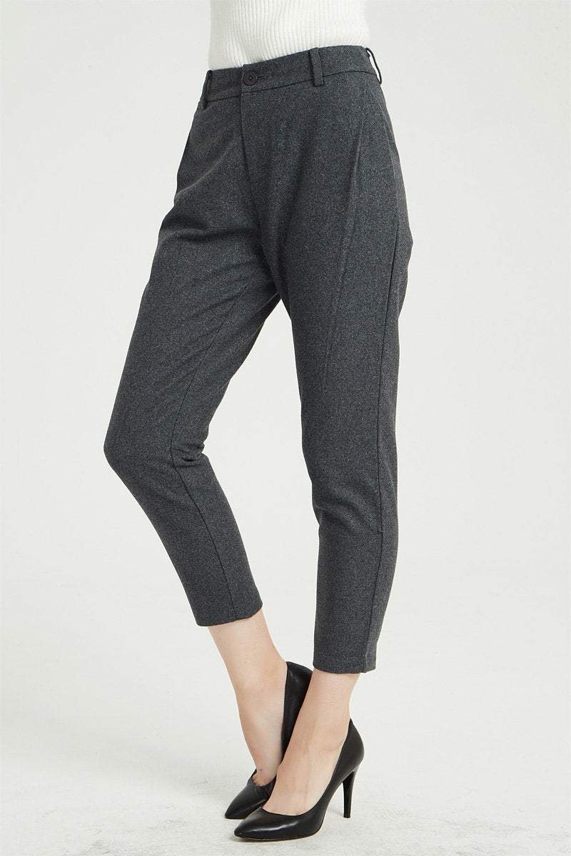 gray wool pants, gray pants, winter pants, wool pants, tapered pants, casual coat, womens pants, wool pants women, warm pants C1364