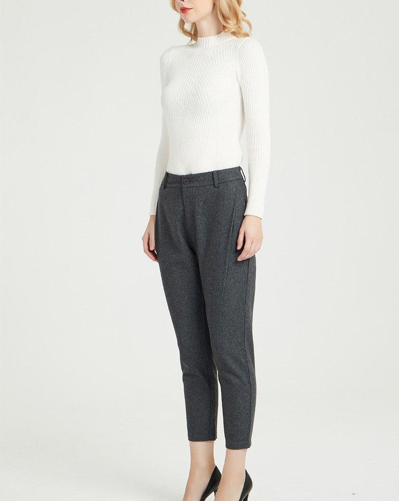 gray wool pants, gray pants, winter pants, wool pants, tapered pants, casual coat, womens pants, wool pants women, warm pants C1364