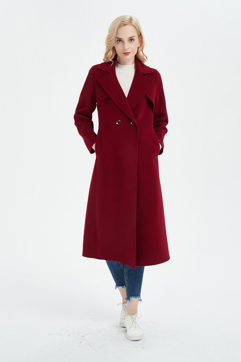 Red wool coat, winter coat, womens coat, long coat, wool coat, winter wool coat, womens wool coat, long wool coat, pockets coat C1356