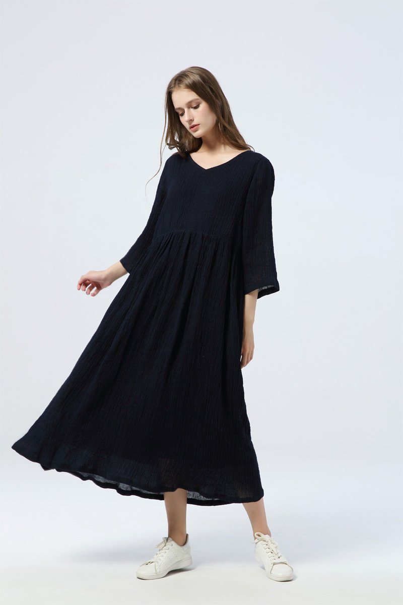 Oversized linen dress, Blue linen dress, maxi linen dress, womens dress, linen dress, linen casual dress, long linen dress C1345