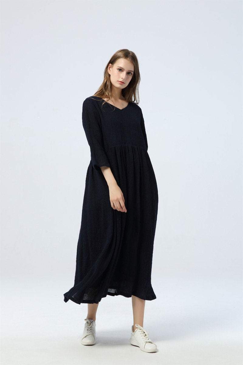 Oversized linen dress, Blue linen dress, maxi linen dress, womens dress, linen dress, linen casual dress, long linen dress C1345