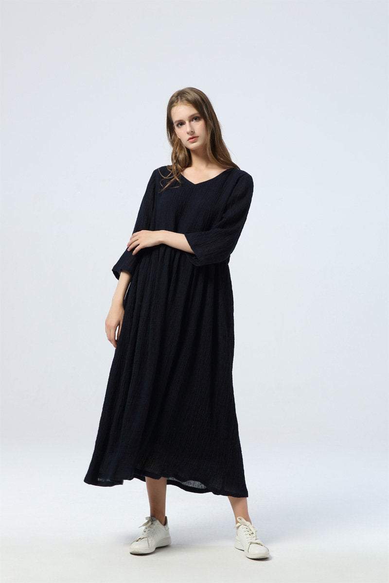 Oversized linen dress, Blue linen dress, maxi linen dress, womens dress, linen dress, linen casual dress, long linen dress C1345