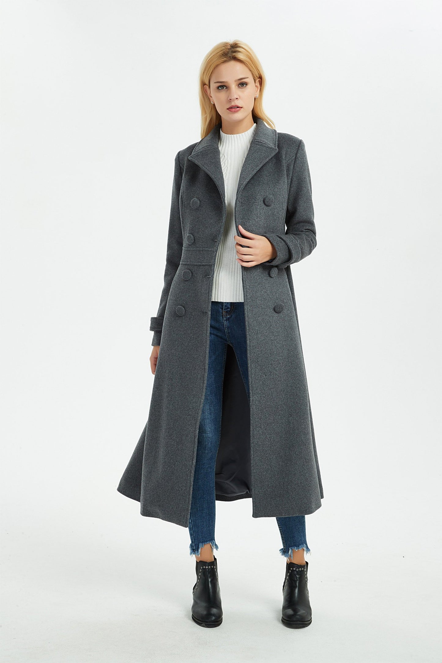 Gray winter wool coat, winter women coat, long gray wool coat, wool coat women, winter wool coat, warm coat, long warm coat C1369