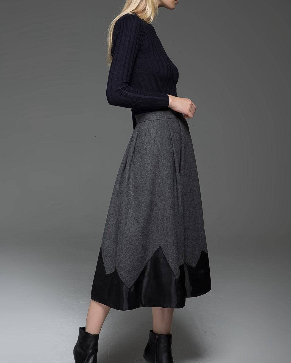 gray skirt, wool skirt, womens skirts, pleated skirt, winter skirt, long skirt, warm skirt, office skirt, gray wool skirt, work skirt C773