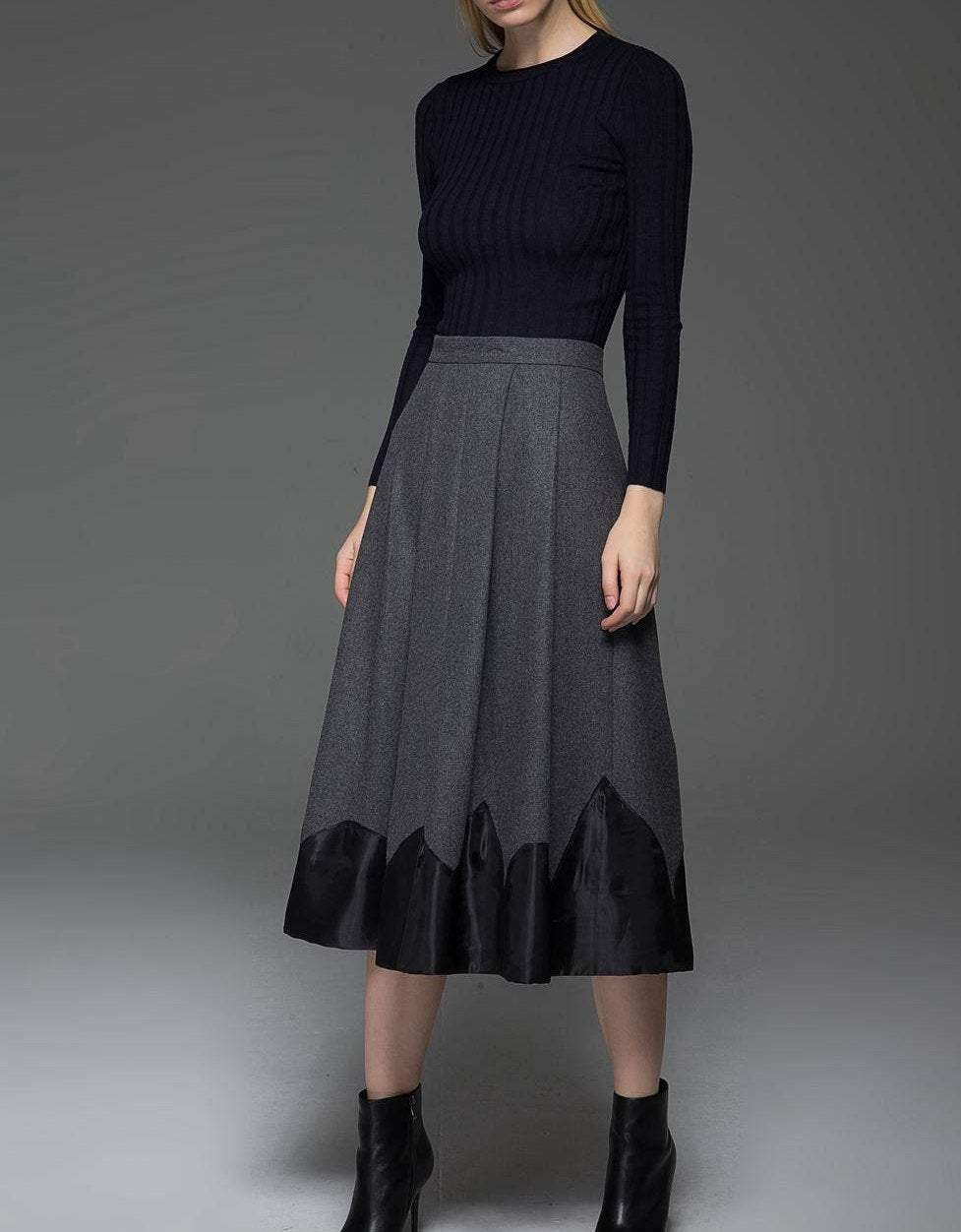 gray skirt, wool skirt, womens skirts, pleated skirt, winter skirt, long skirt, warm skirt, office skirt, gray wool skirt, work skirt C773