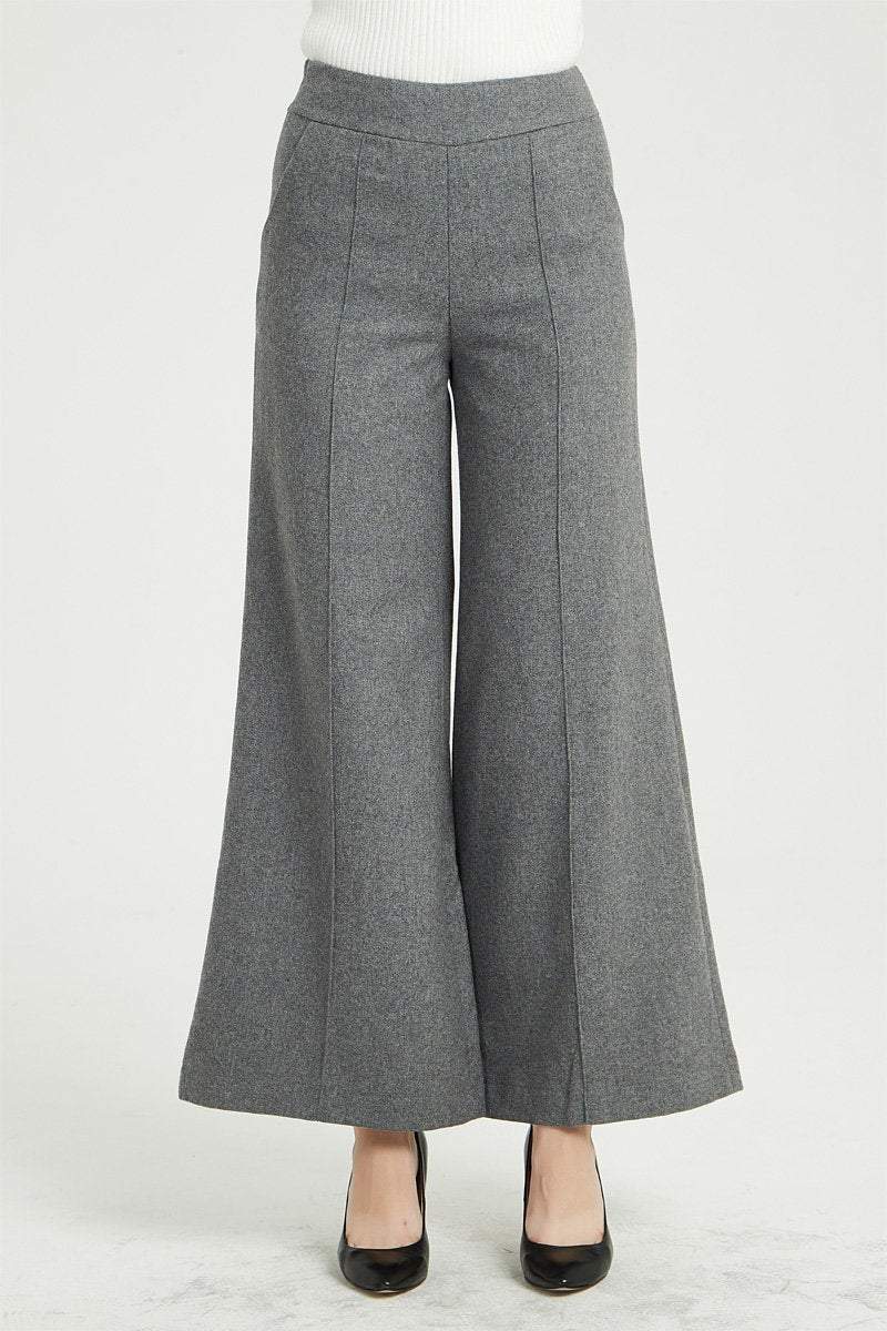 gray wool coat, womens pants, wide leg pants, wool causal pants, long pants, warm winter pants, palazzo pants, womens wool pants C1363