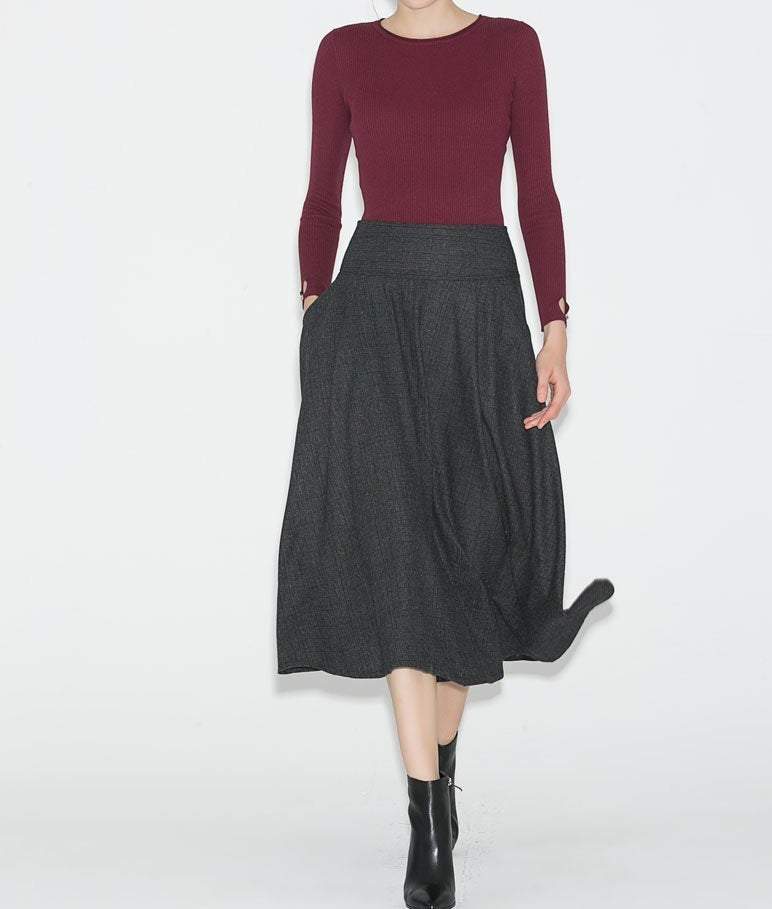 Gray skirt, wool skirt, midi skirt, womens skirt, warm skirt, winter skirt, gray wool skirt, warm winter skirt, womens wool skirt (C707)