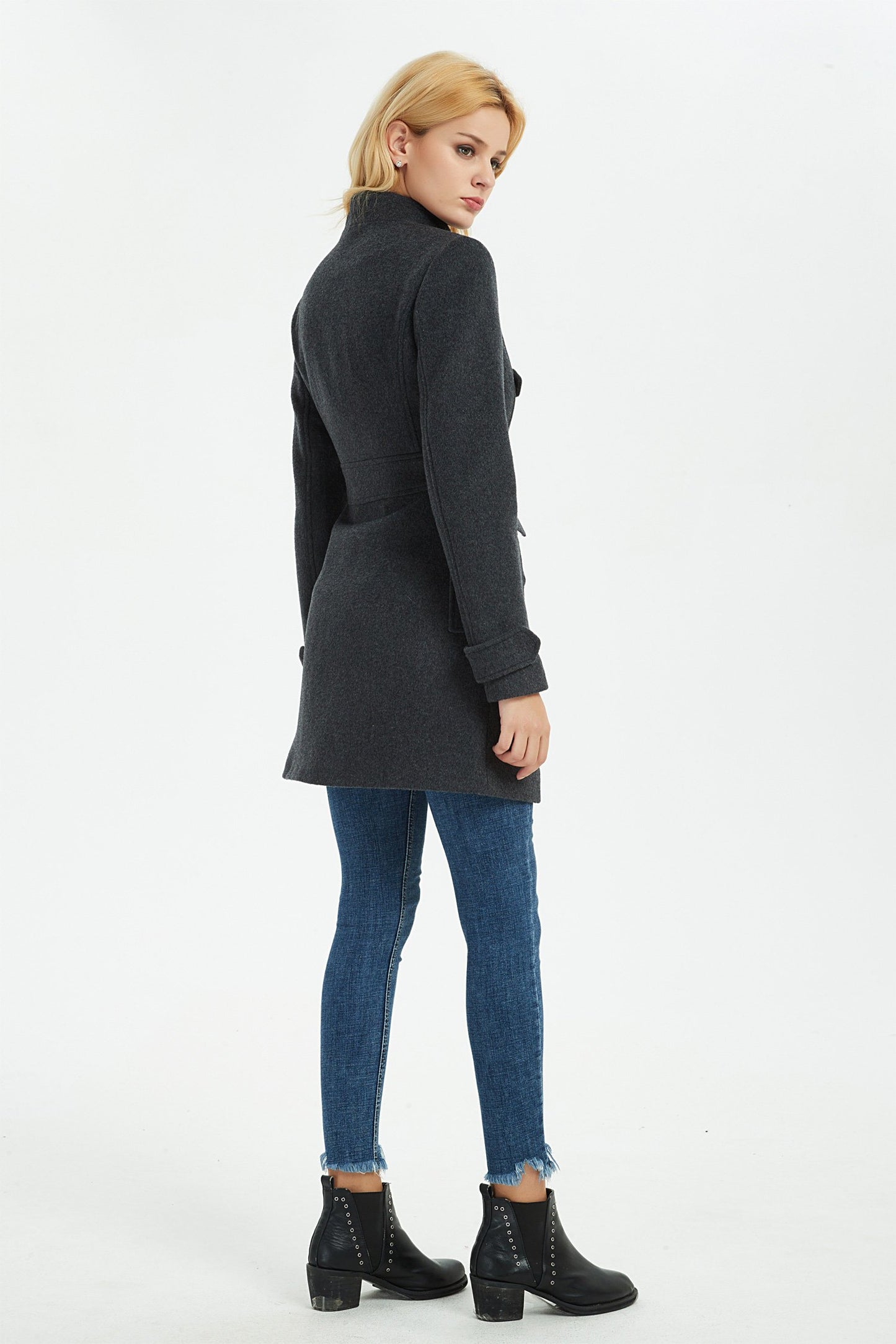 winter wool coat, gray warm wool coat, winter women coat, coat with pockets, warm wool coat, gray wool coat, wool coat women C1373