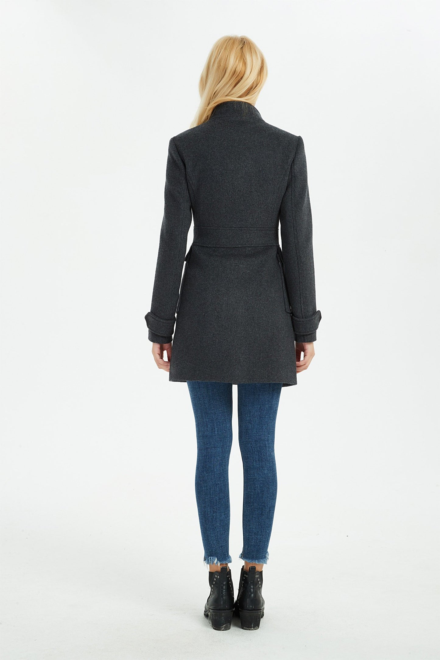 winter wool coat, gray warm wool coat, winter women coat, coat with pockets, warm wool coat, gray wool coat, wool coat women C1373