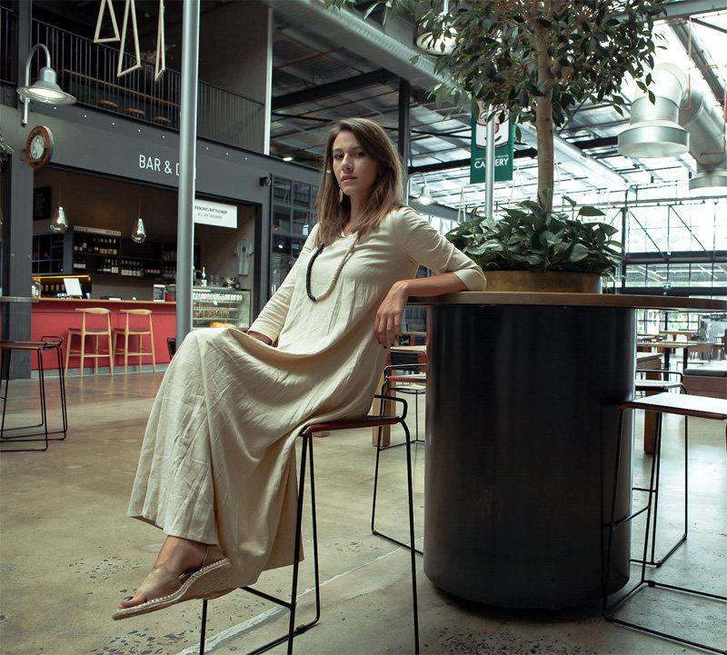 Casual linen maxi dress C1374