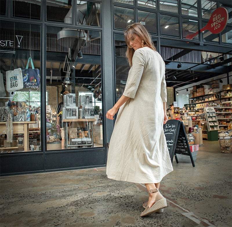 Casual linen maxi dress C1374