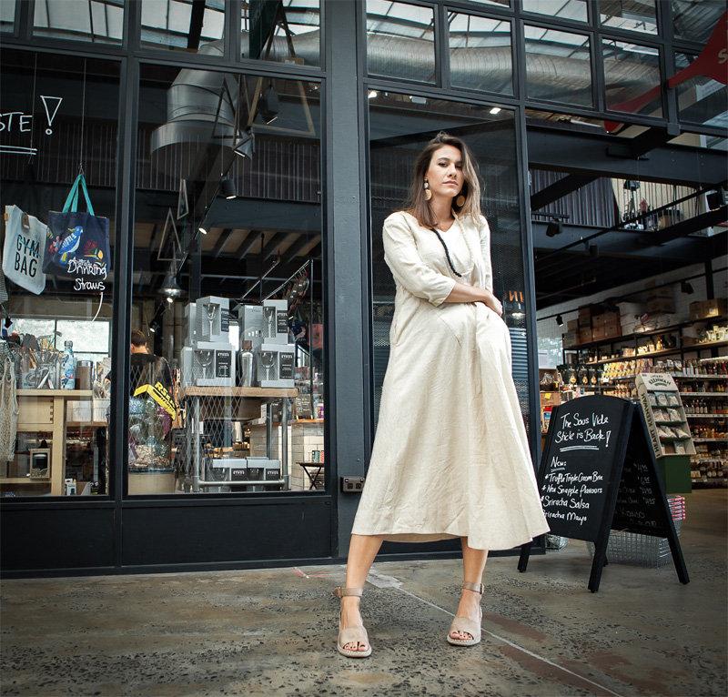 Casual linen maxi dress C1374