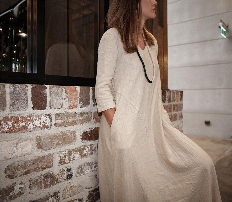 Casual linen maxi dress C1374