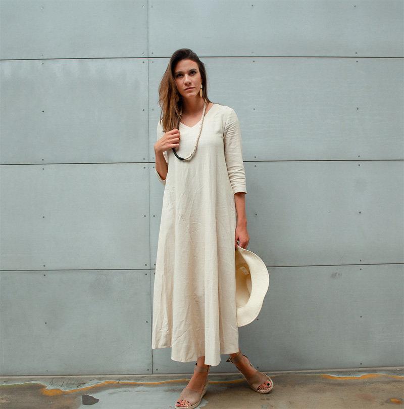Casual linen maxi dress C1374