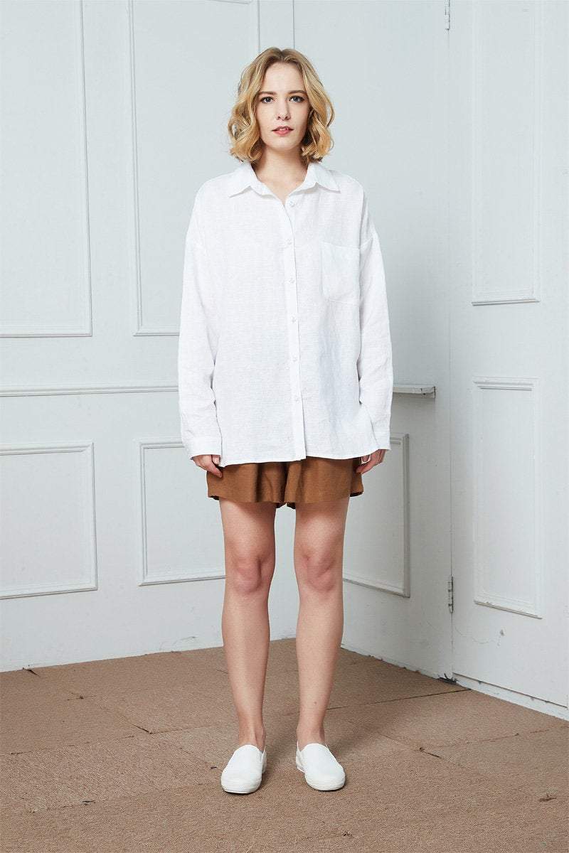 Linen shirt, white linen shirt, washed linen shirt, Linen shirt for women, oversized linen shirt, linen blouse with long sleeves C1390