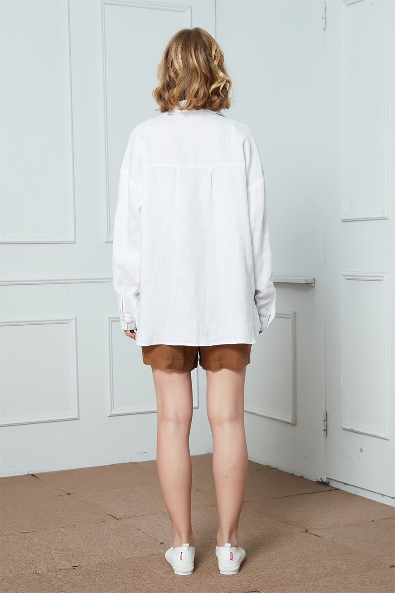 Linen shirt, white linen shirt, washed linen shirt, Linen shirt for women, oversized linen shirt, linen blouse with long sleeves C1390
